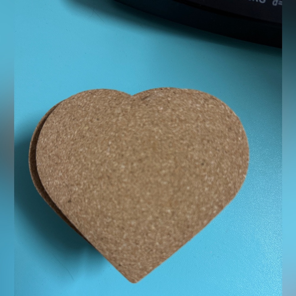 Set of 8 Heart-Shaped Cork Love Coasters - Picture 2 of 3